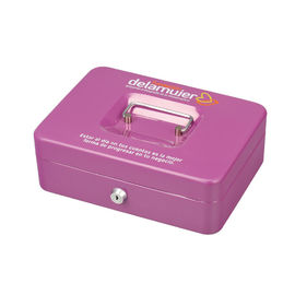 Mini Colored Saving Money Storage Safes , Small Metal Cash Box With Key Lock