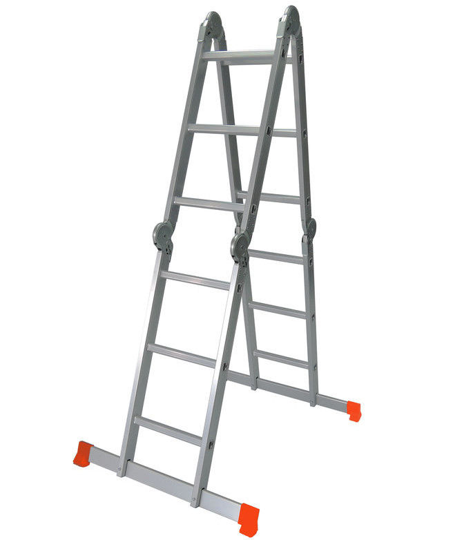 Silver Aluminum Multi Purpose Ladder 4x3 High Strength Long Life Span