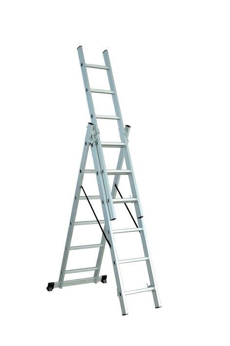 3 Sections Aluminum Extension Ladder Multi Use 3x6 Aluminium Step Ladder