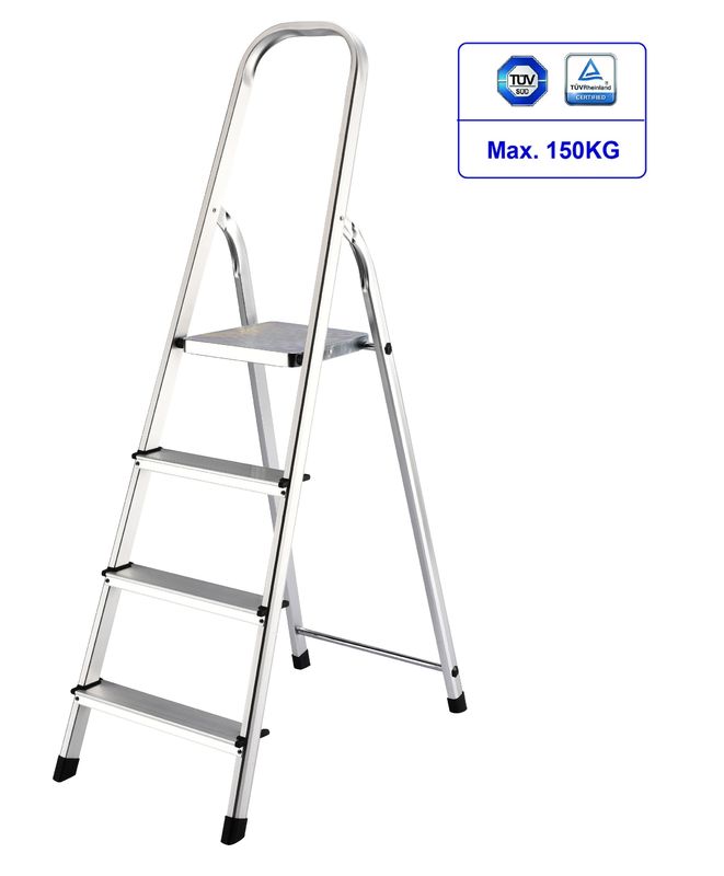 Anti Slip Aluminum Platform Step Ladder 4 Steps With Handle Easy To Store